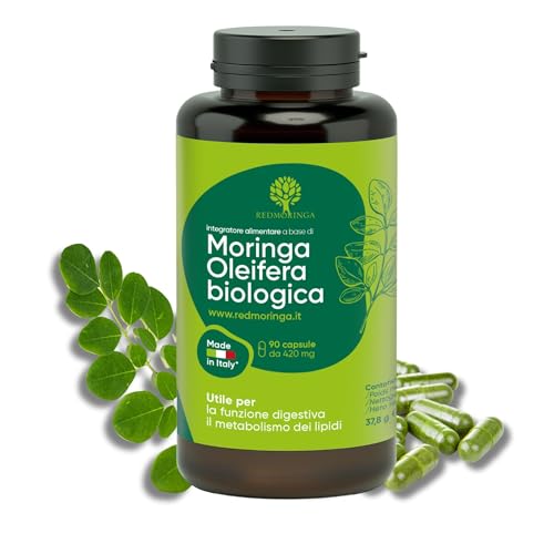 Redmoringa Integratore Moringa Oleifera Biologica - 100% Naturale | Moringa In Capsule Vegetali | Per Digestione E Pancia Piatta | Fonte Di Vitamine,