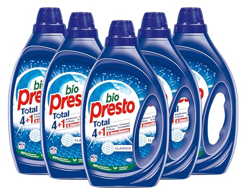 Bio Presto Liquido Classico Detersivo Lavatrice Liquido, Nuova Formula Con Smacchiatore, 6 Confezioni Da 35 Lavaggi, Totale 210 Lavaggi