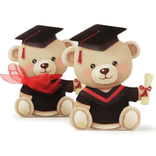 50Pz Bomboniere Laurea Portaconfetti Scatoline Rosso Portaconfetti Forma Orsetta Laurea Nastro Scatole Carta Regalo Decorazione Laurea Confetti