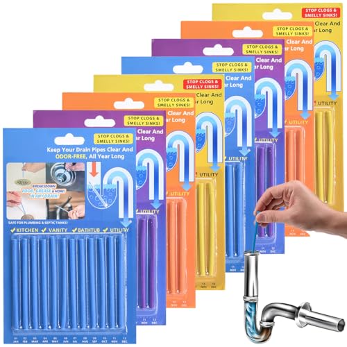 Saijer Drain Sticks,96 Pezzi Sani Sticks Pulitore Enzimatico Cleaning Sticks Drain Cleaner Sticks Tubo Pulitore Detergente Mantiene Gli Scarichi Privo