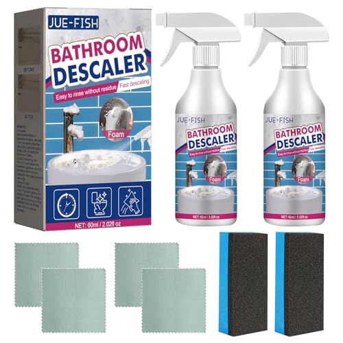 2 Flaconi Di Bathroom Descaler Spray Anticalcare Stubborn Stains Cleane Schiuma Con 4 Panni Per La Pulizia E 2 Spugne Potente Decontaminazione Ingredi