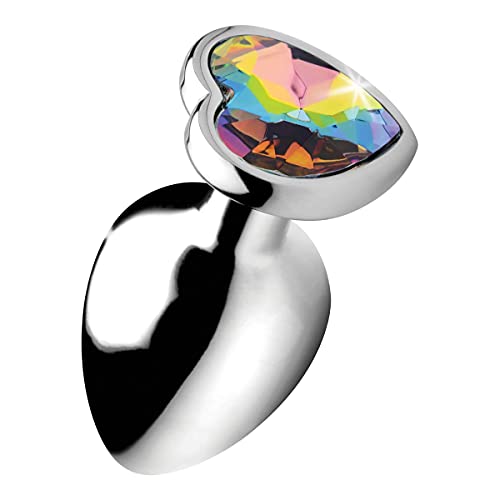 Xr Brands 140699 Rainbow Prism Heart Anale Plug, Medium, Argento