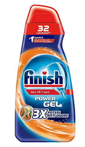 Finish Powergel, Gel Detersivo Per Lavastoviglie Liquido, Multiazione, Anti-Odore, 32 Lavaggi