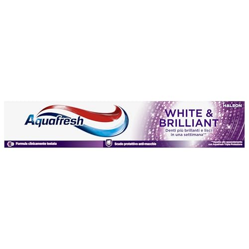 Aquafresh Dentifricio White & Brilliant, Denti Visibilmente Più Bianchi In 7 Giorni, Smalto Forte, Gengive Sane, Alito Fresco, Scudo Anti-Macchie, Pac