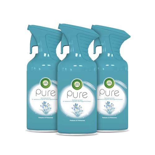Airwick Spray Pure, 3 Confezioni Di Deodorante Per Ambienti, Profumatore Per Ambienti Alla Fragranza Profumo Di Primavera