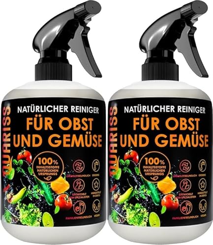 Quariss Detergente Naturale Per Frutta E Verdura – Pulitore Per Frutta Vegano – Rimuove La Polvere E Altre Impurità (2 X 500 Ml)