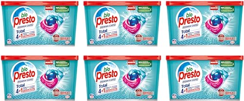 Bio Presto Power Caps Igiene & Freschezza, Detersivo Lavatrice Predosato In Capsule, Rimuove Sporco E Batteri, 6 Confezioni Da 18 Capsule, Totale Lava