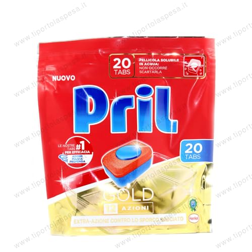 Pril Gold Tabs 10 Azioni, Detersivo Per Lavastoviglie, Pulisce A Fondo Anche I Residui Ostinati, Confezione Da 65 Tabs