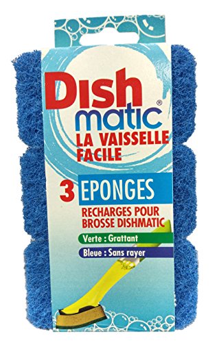 Dishmatic - 3 Ricariche Di Spugna Anti-Graffio, Colore: Blu