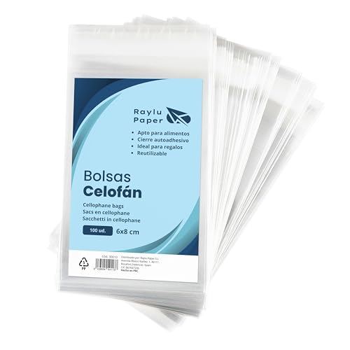Raylu Paper - 100 Sacchetti Trasparenti In Cellophane Con Chiusura Autoadesiva, Bustine Di Plastica Per Regali Di Compleanno, Feste, Matrimoni, Comuni