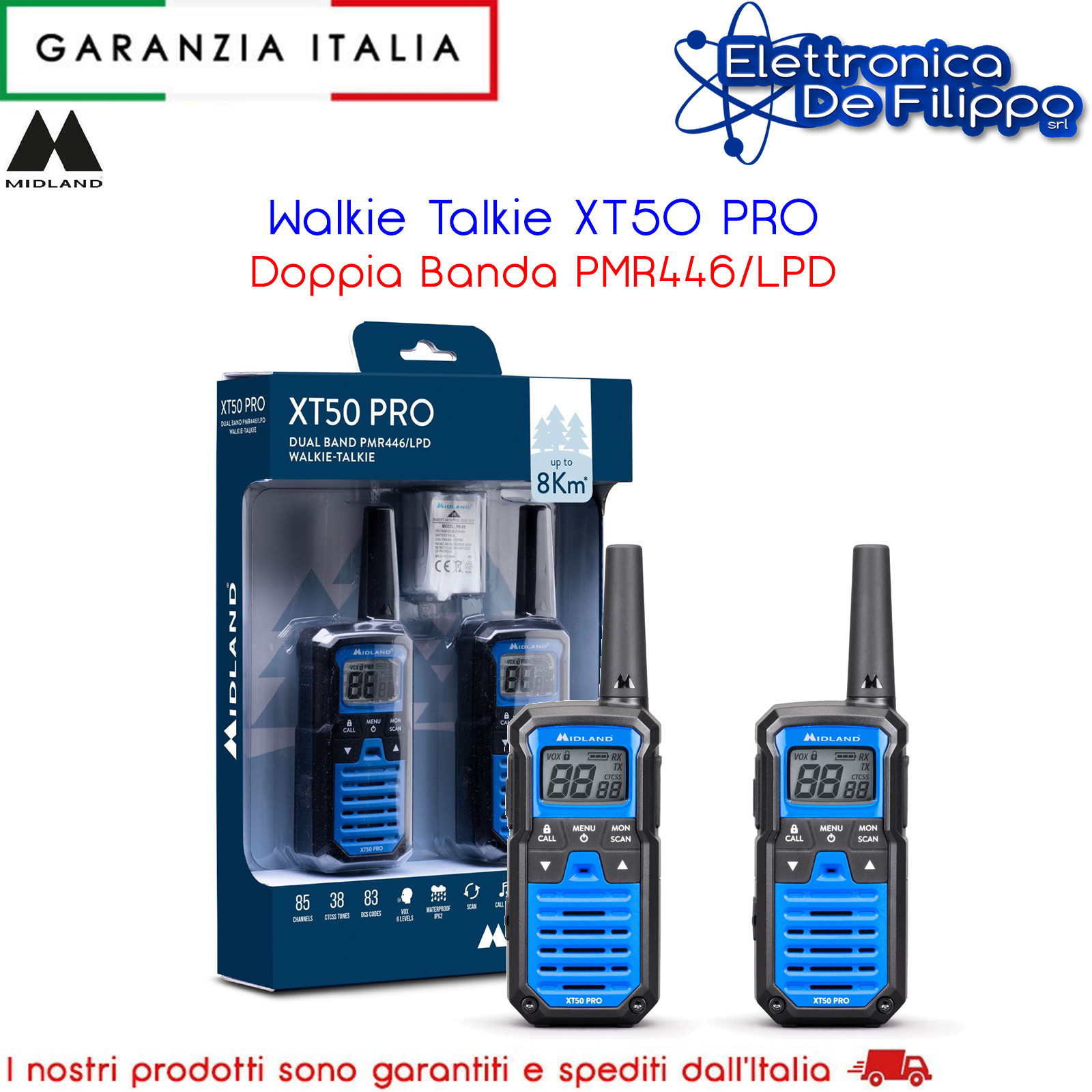 Walkie Talkie XT50 PRO Doppia Banda PMR446/LPD