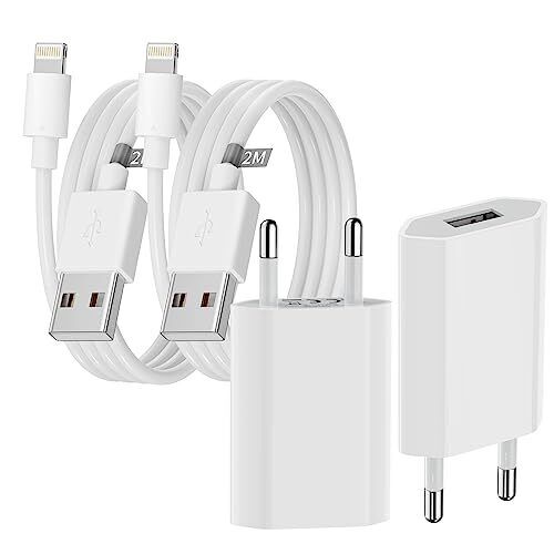 [Apple MFi Certified] Caricatore USB, 2 pezzi di caricabatterie iPhone e (P1D)
