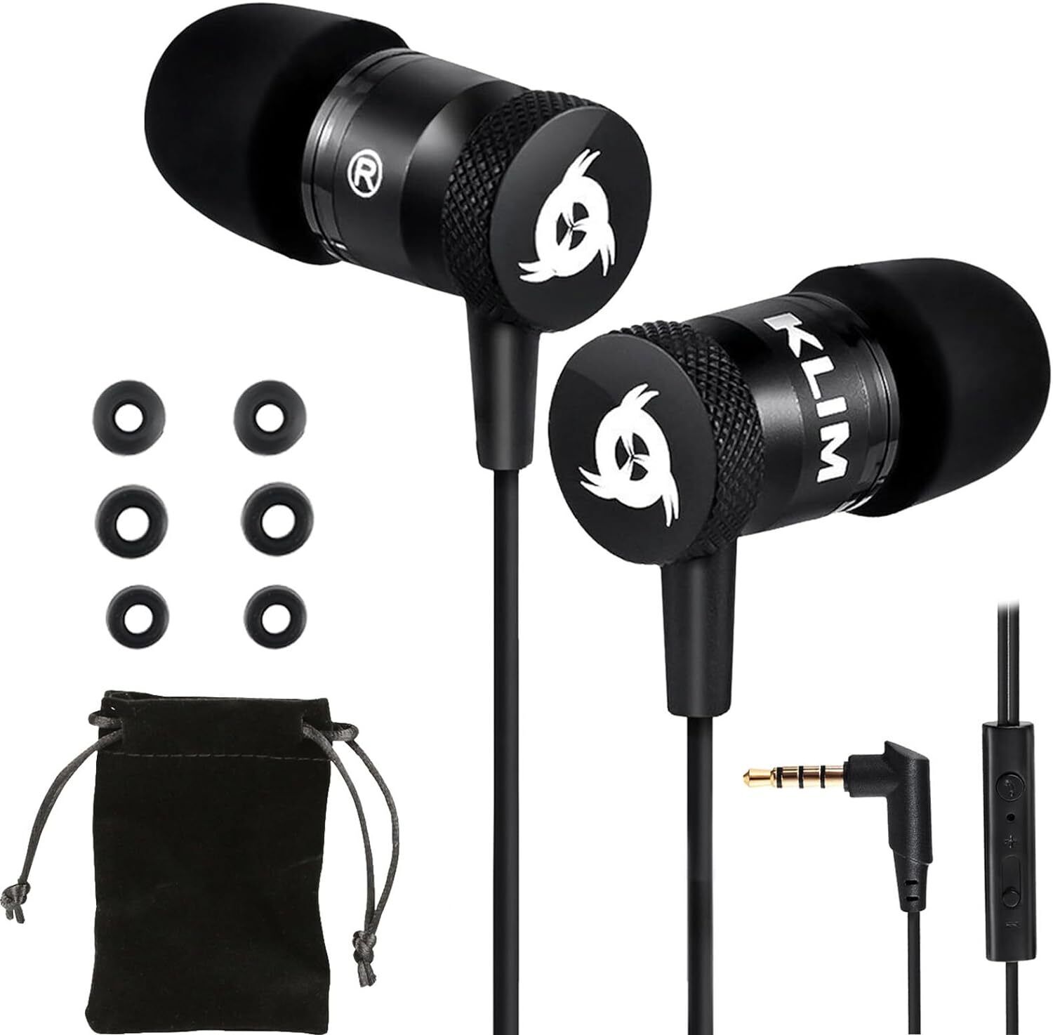 KLIM Fusion Auricolari con Microfono + Audio di Alta qualità + 3,5 mm Nero