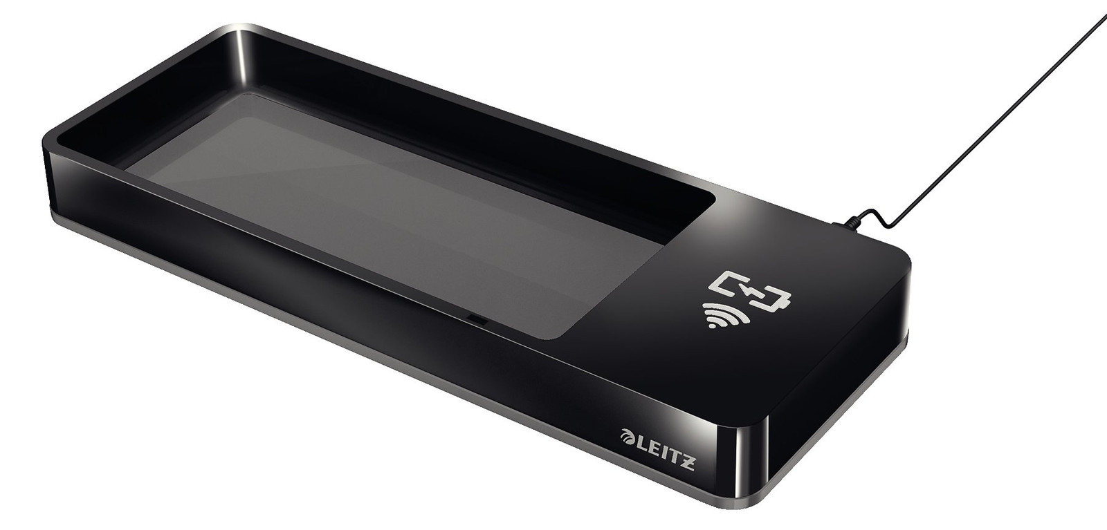 Leitz Qi Wireless Induction Phone Charger with Desk Organiser, Black/Grey, Dual