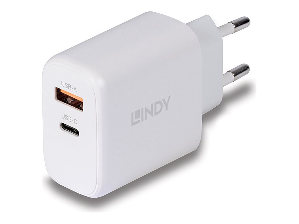 Lindy Power adapter GaN 65 Watt 3 A PD/PPS, PD 3.0 2 output connectors 73428