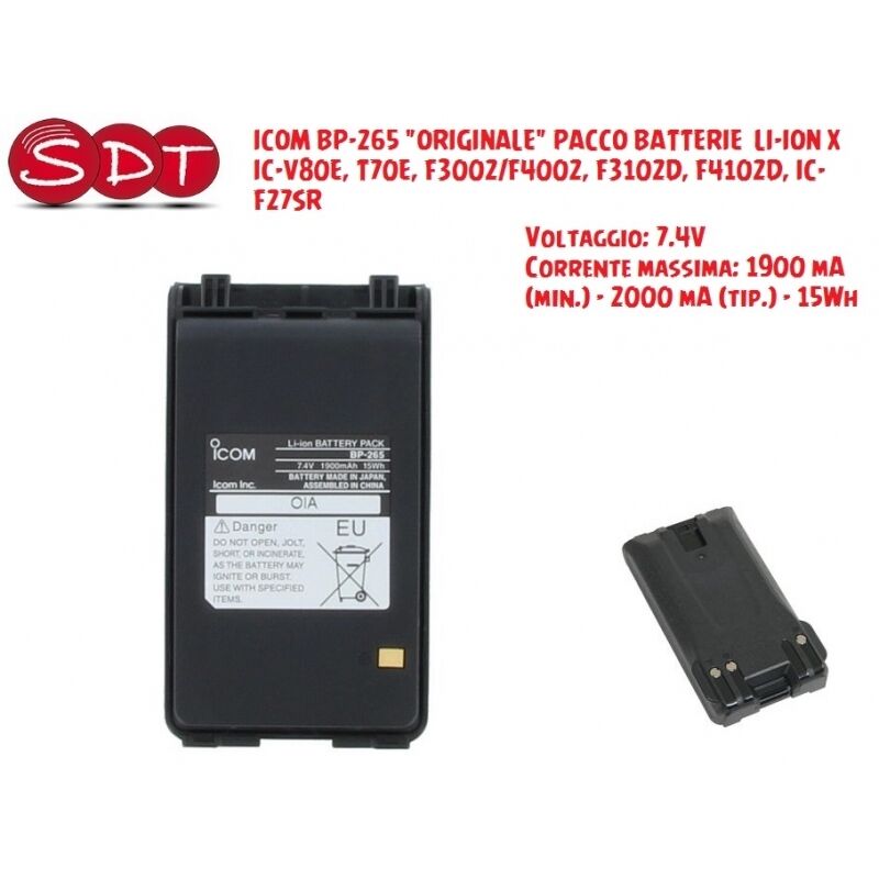 BP-265-LI PACCO BATTERIE 7,4V 2200Mah  LI-ION X IC-V80E, T70E, F3002/F4002, ecc.