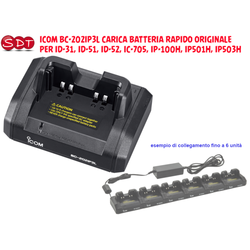 ICOM BC-202IP3L CARICA BATTERIA RAPIDO ORIGINALE PER ID-31, ID-51, ID-52, IC-705