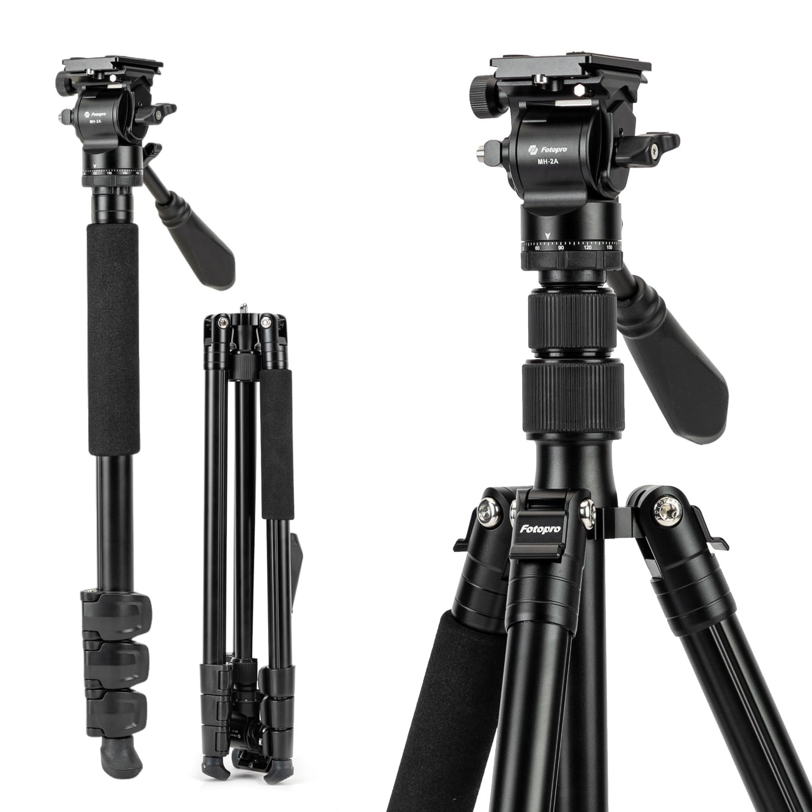 Fotopro 200 cm, treppiede da viaggio in alluminio e monopiede con testa (L3Z)
