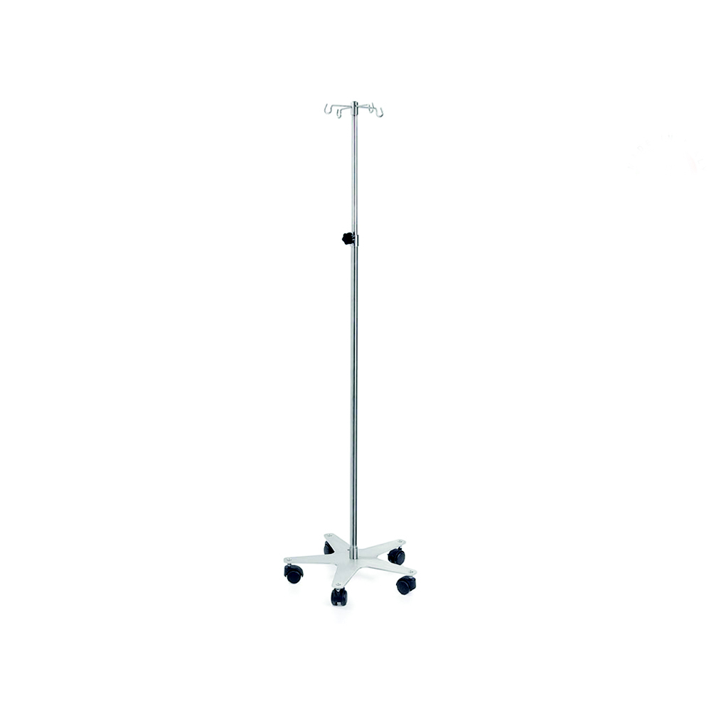 Skema Asta portaflebo e 4 ganci inox con base e regolazione inox Grigio