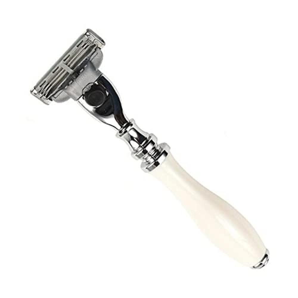 Parker Mach 3 Compatible Razor White resin handle mod. 111W-M3 - NUOVO