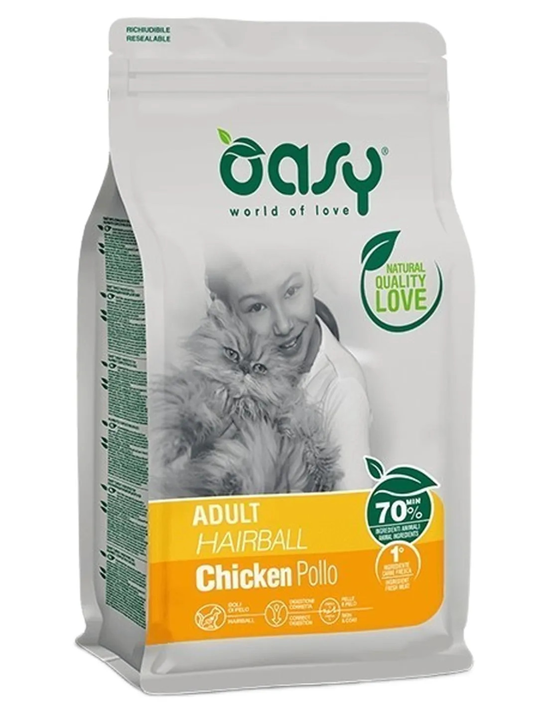 Oasy gatto lifestage adult hairball 1,5 kg