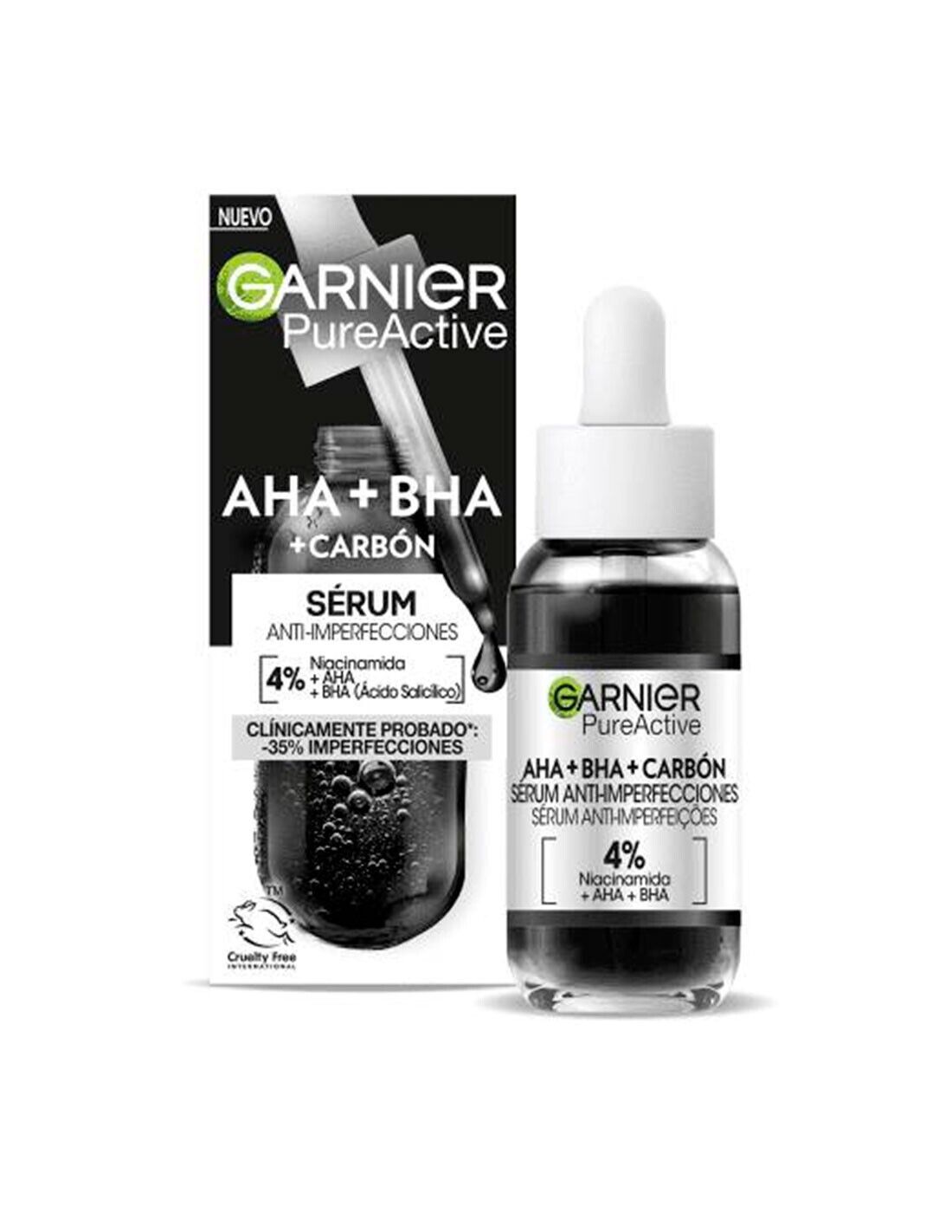 Garnier Pure Active Aha Bha Carbón Sérum AntI-Imperfecciones 30ml