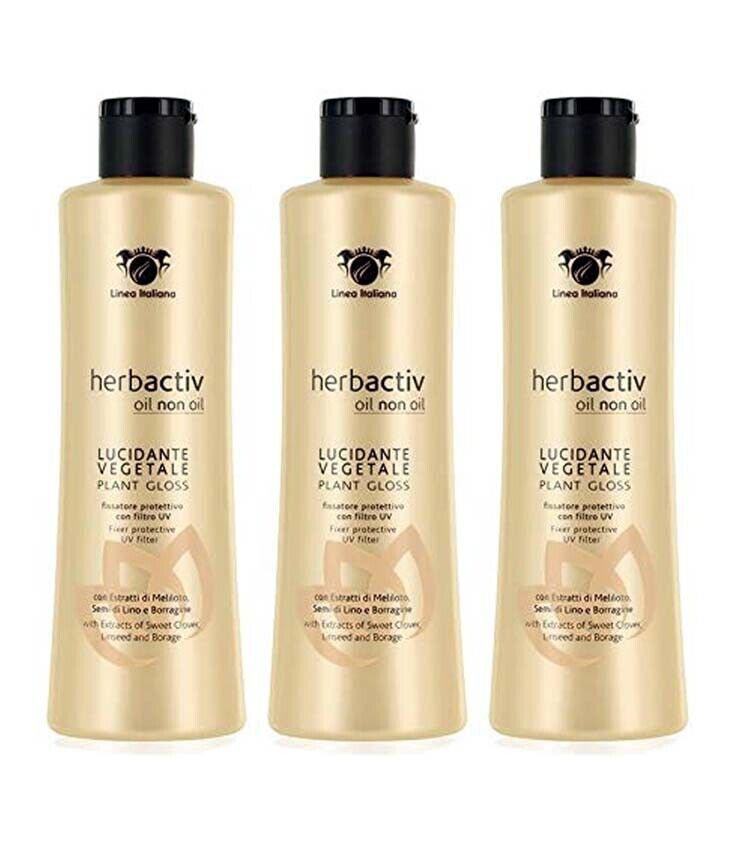 3pz LINEA ITALIANA HERBACTIV OIL NON OIL Lucidante Veg Capelli Fix Forte 250ml