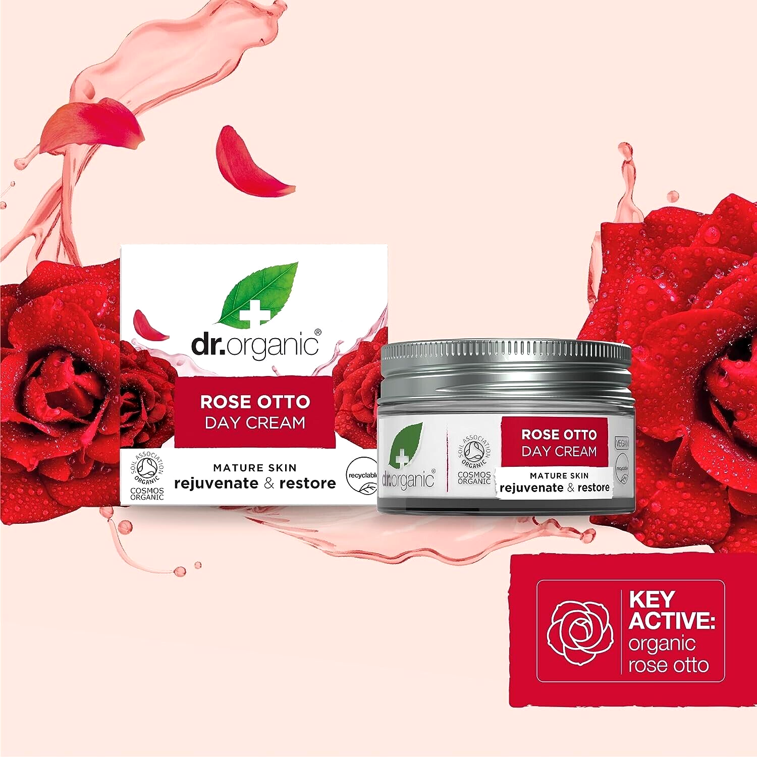Crema Giornaliera Dr. Organic Bioattiva Olio Di Rosa Otto Di Rosa Damascena 50ml