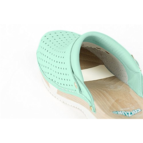 CALZURO WOOD Zoccoli in legno Acqua Marine misura 35, plantare flessibile