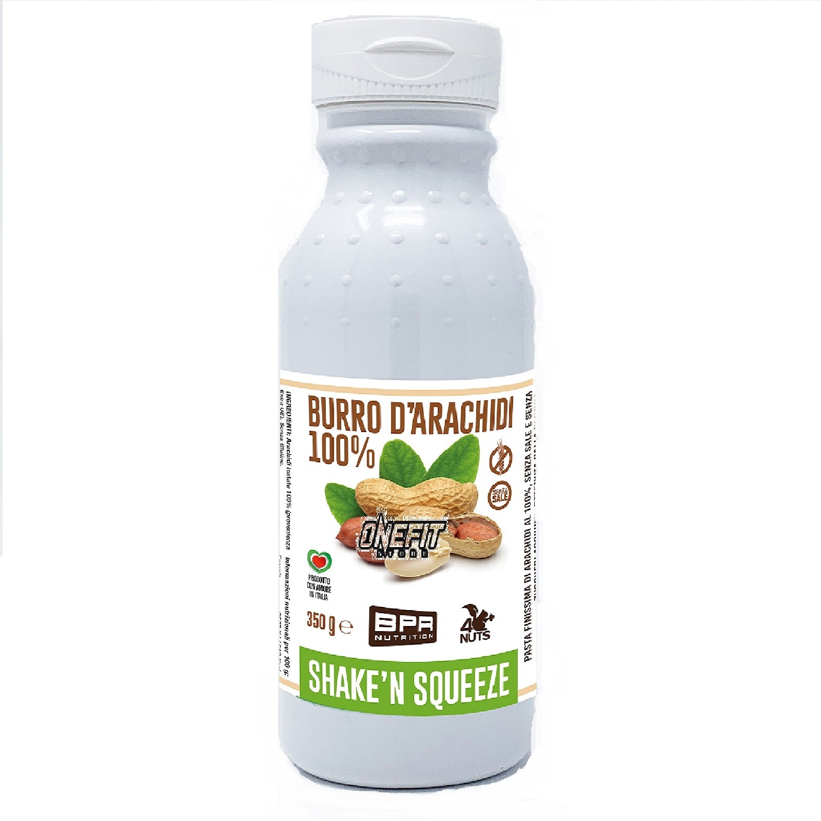 BPR NUTRITION BURRO D'ARACHIDI 100% SHAKE 'N SQUEEZE 350 GR