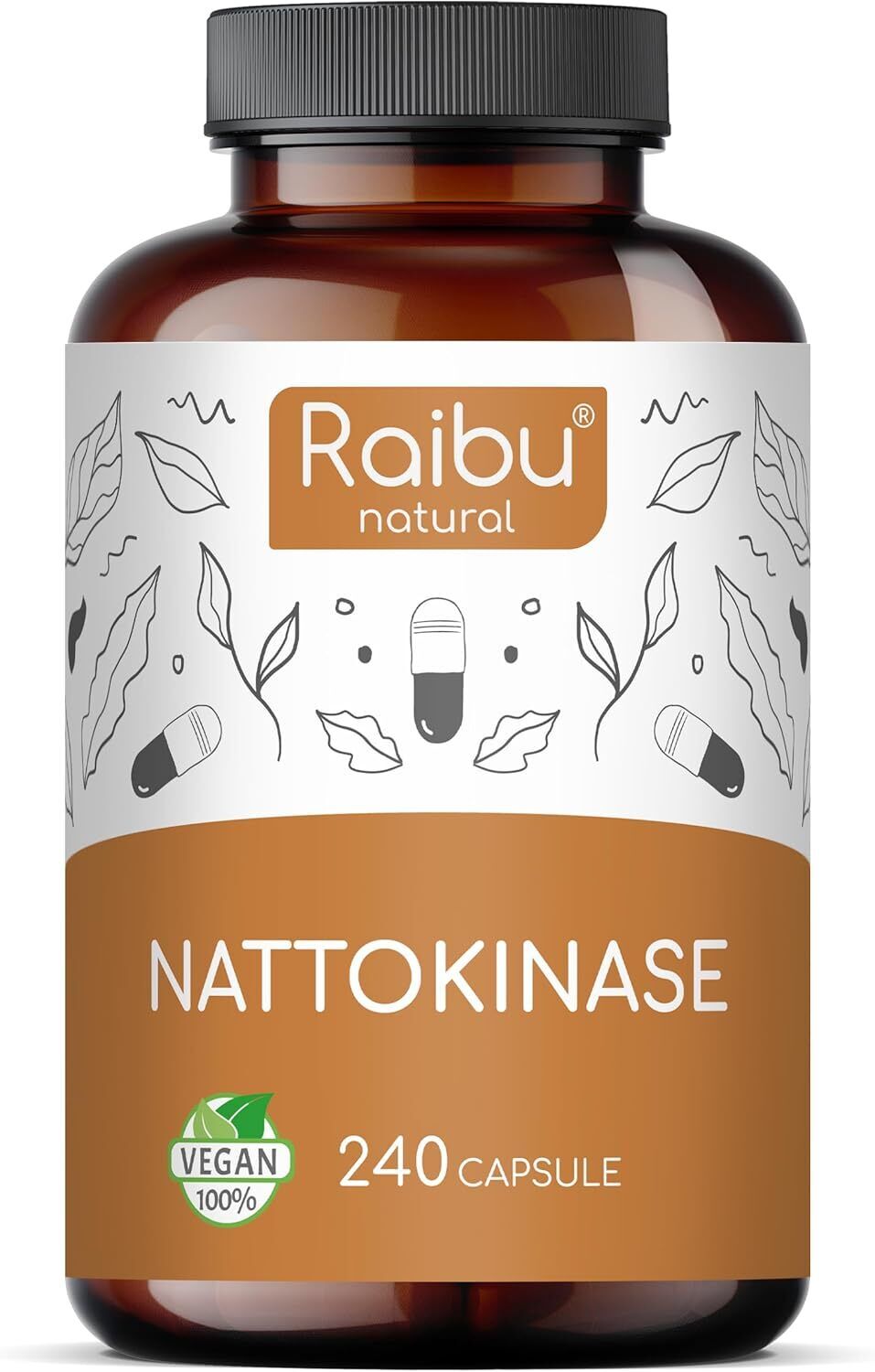 Raibu 240 Capsule Nattokinase Integratore Alto Dosaggio 100 mg (Nattokinase...