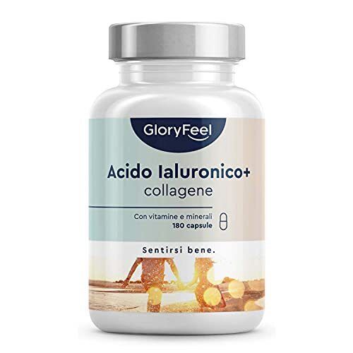 Collagene Acido Ialuronico Integratore 180 Capsule, Acido Ialuronico e Collage