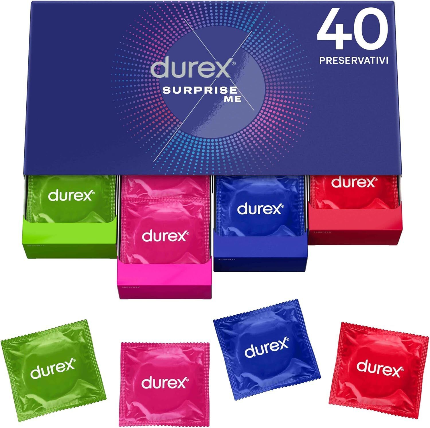 Durex Surprise Me, Mix Preservativi Assortiti, 40 unità (Confezione da 1)