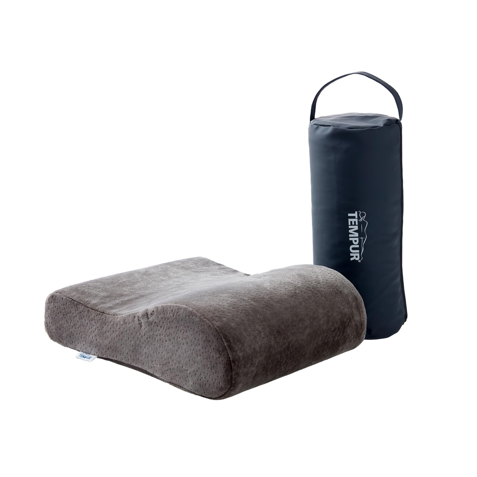 Tempur Cuscino da Viaggio Grigio Con Lavabile Bustina 25x31xH10-7cm Prodotto IN