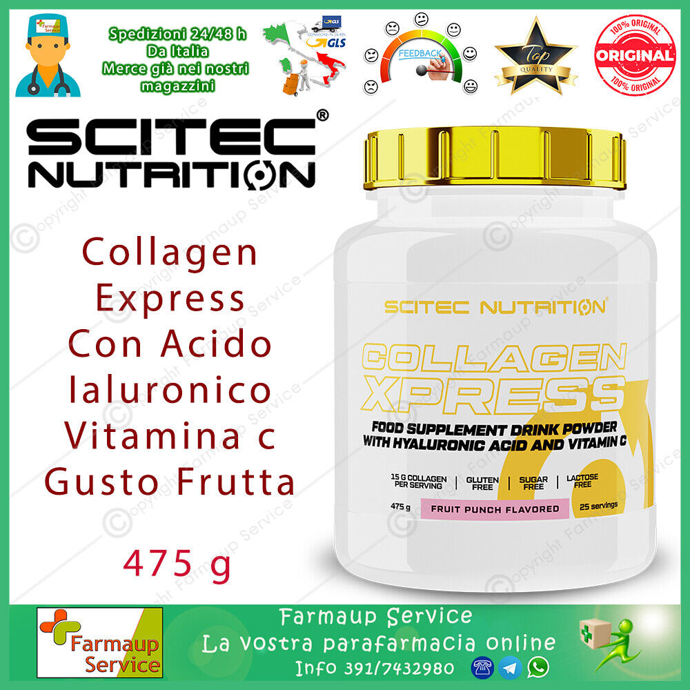 Scitec Collagen Xpress  475 gr  Collagene Idrolizzato  Acido Ialuronico e Vit C