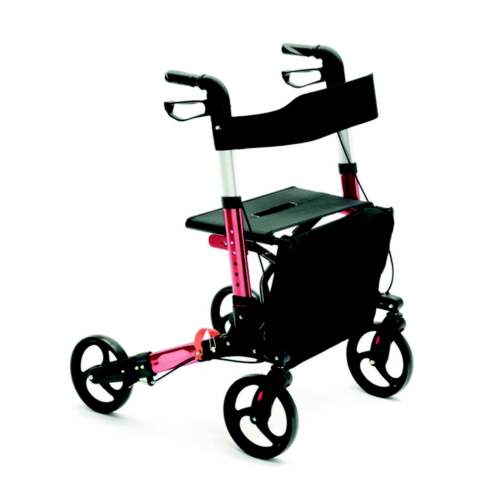 KSP Deambulatore Girello rollator per anziani mini R25 Pieghevole 4 ruote Rosso