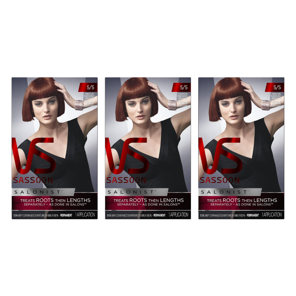 Vidal Sassoon Salonist Permanent Hair Colour - 5/5 Medium Reddish Brown x3