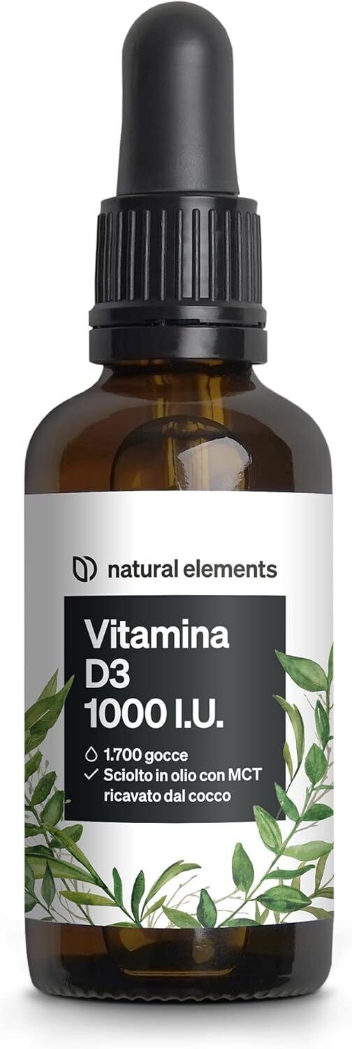Vitamina D3 – 1000 I.U. per goccia – 50 ml (1750 gocce) – natural elements –...
