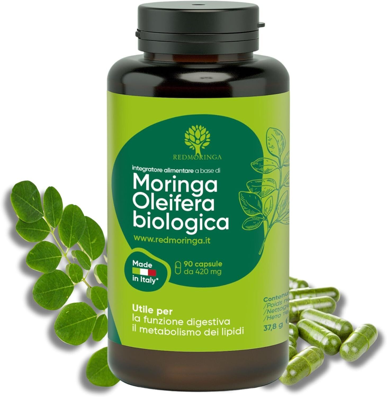 RedMoringa Integratore Moringa Oleifera Biologica - 100% Naturale | Moringa...