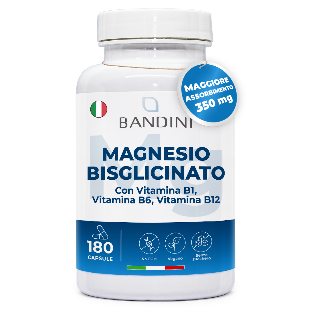 Bandini® Magnesio bisglicinato+Vitamina B1+Vitamina B6+Vitamina B12 180 Capsule
