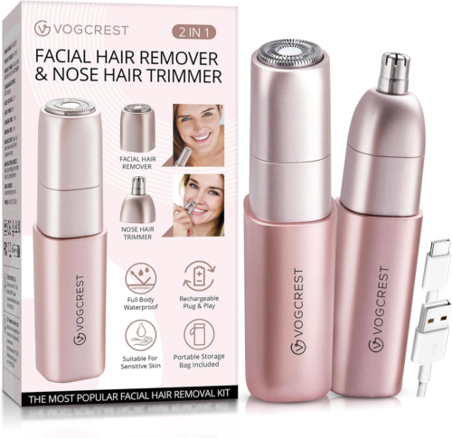 Epilatore Viso Donna - Peli Naso Ricaricabile: 2 in 1...