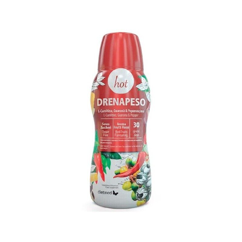 DietMed Drenapeso Hot 600 ml Drenante Integratore L-Carnitina, Guaranà