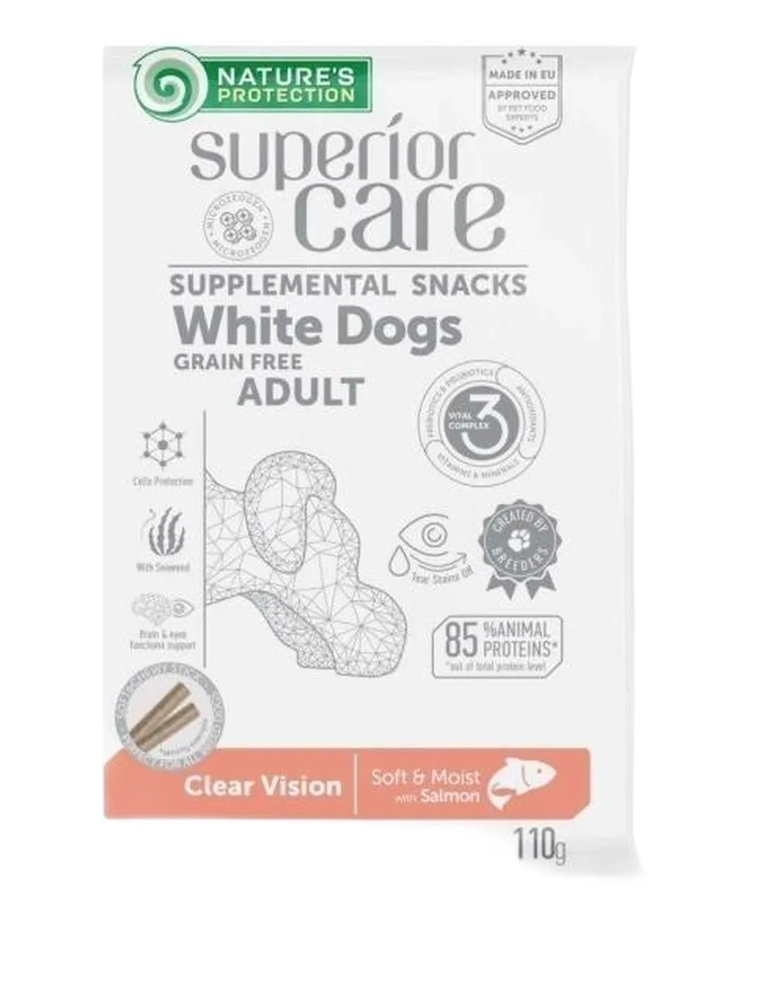 NaturÈs Protection Superior Care cane snack white dogs clear vision salmone 110