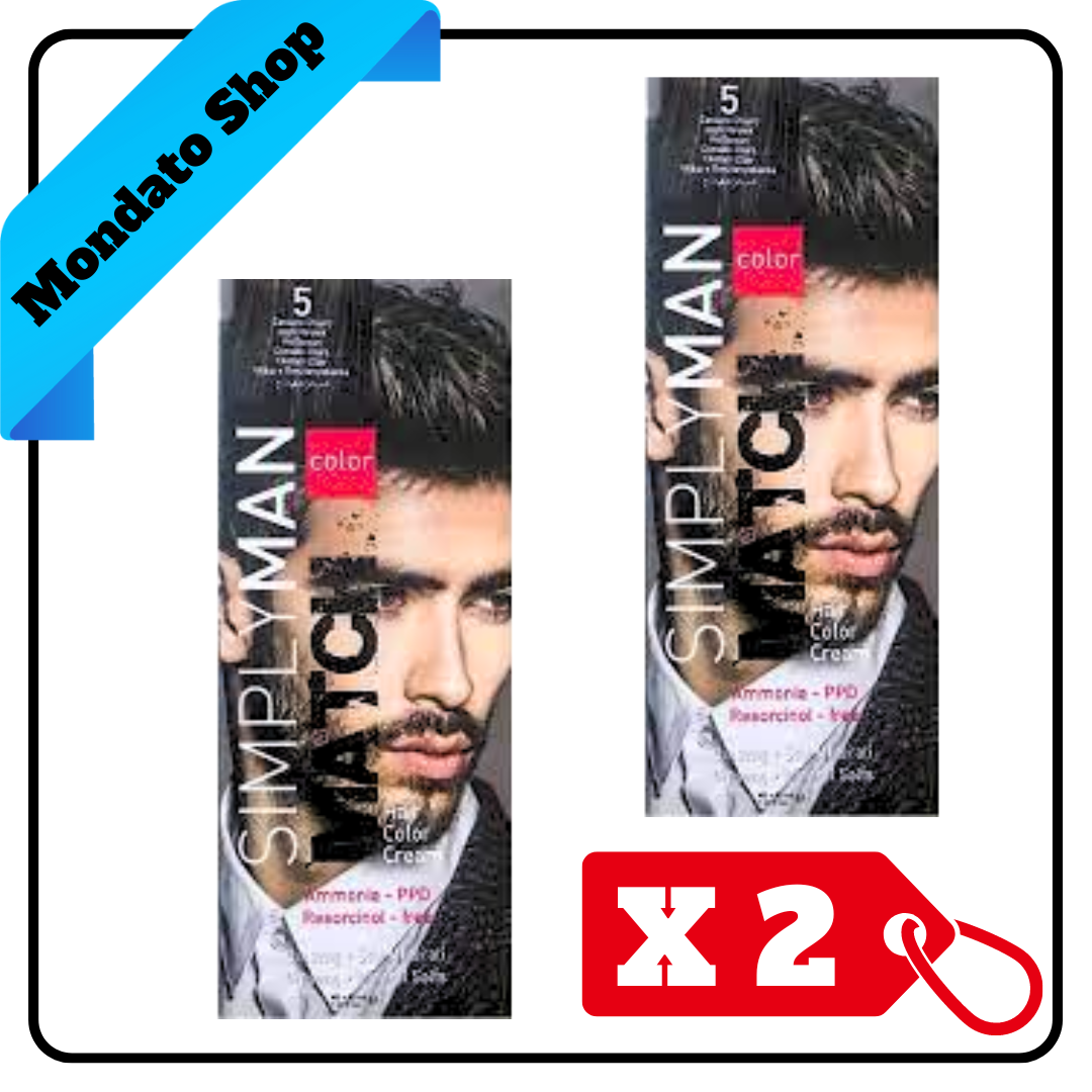 NOUVELLE TINTA SIMPLY MAN COLOR HAIR COLOR CREAM 5 CASTANO CHIARO (X2)