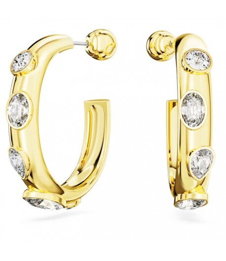 Orecchini a cerchio Swarovski Dextera taglio misto bianchi placcato oro 5663261