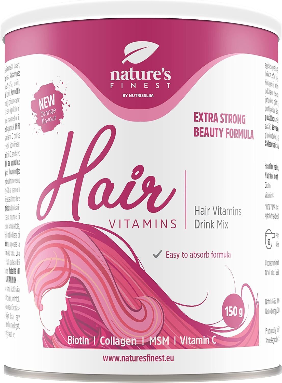 Nature's Finest Hair Vitamins Integratore in Polvere a base di Biotina Collagene