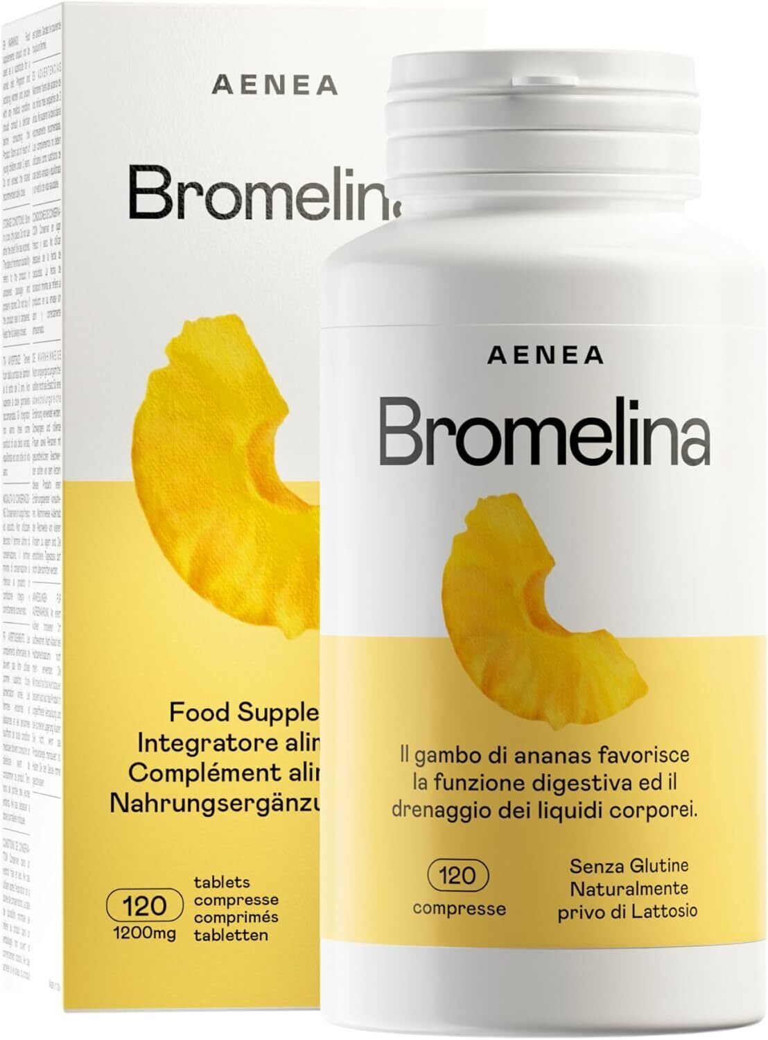 Aenea Bromelina Forte Drenante Naturale, 120 cps da 1200 mg - Cellulite,...