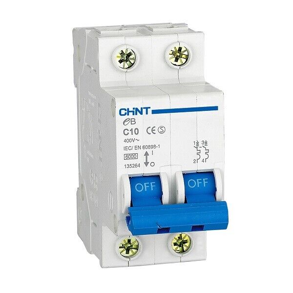 INTERRUTTORE MAGNETOTERMICO 6A 1P+N 2 MODULI CURVA C CHINT 328397