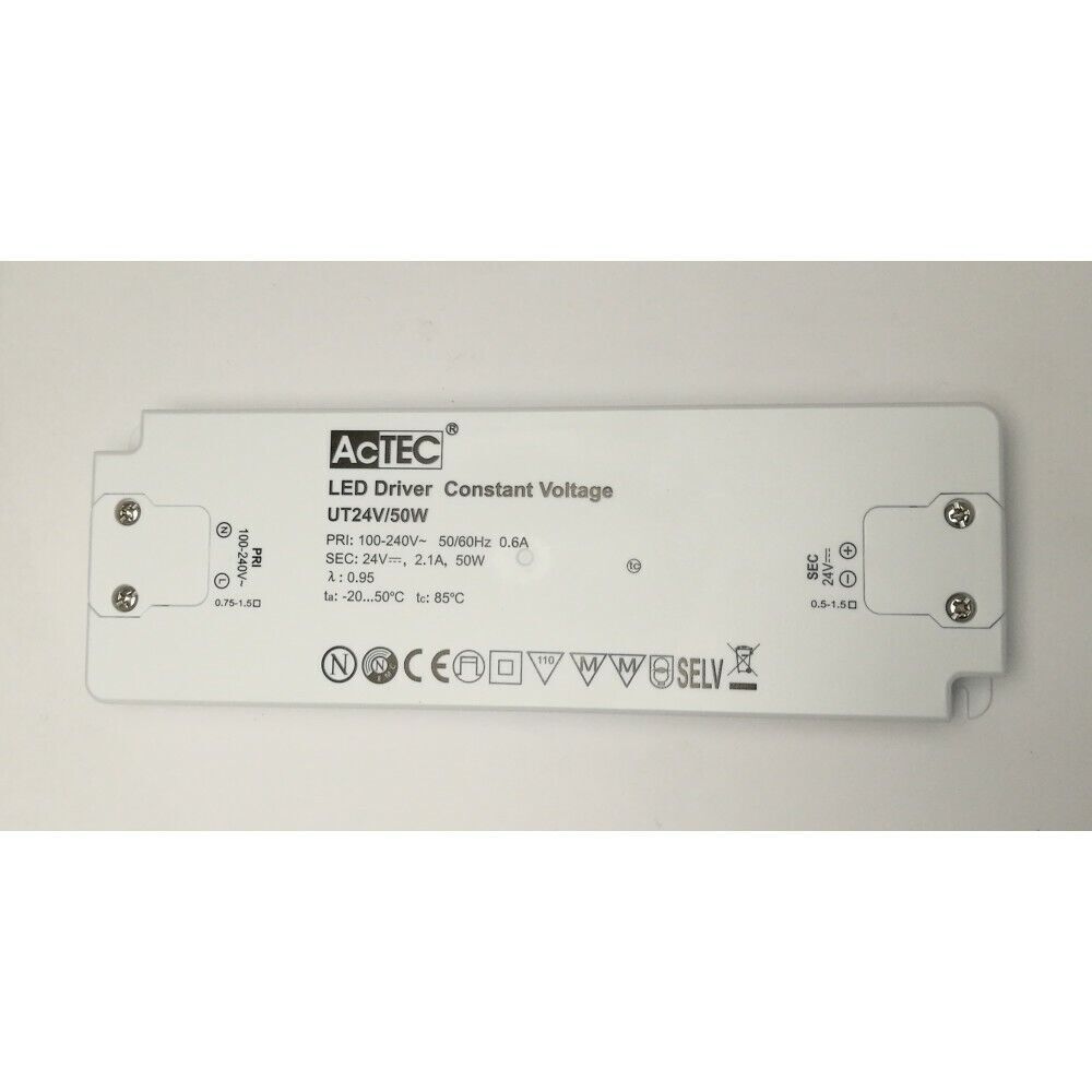 ALIMENTATORE TRASFORMATORE PER LED ACTEC SLIM CV MODE 24 V 50 WATT TENSIONE COST