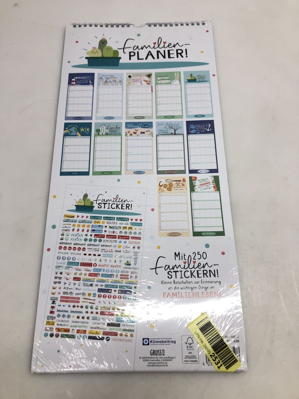 GRUSS &amp; CO Planner per famiglie 2025 | Calendario da parete,...